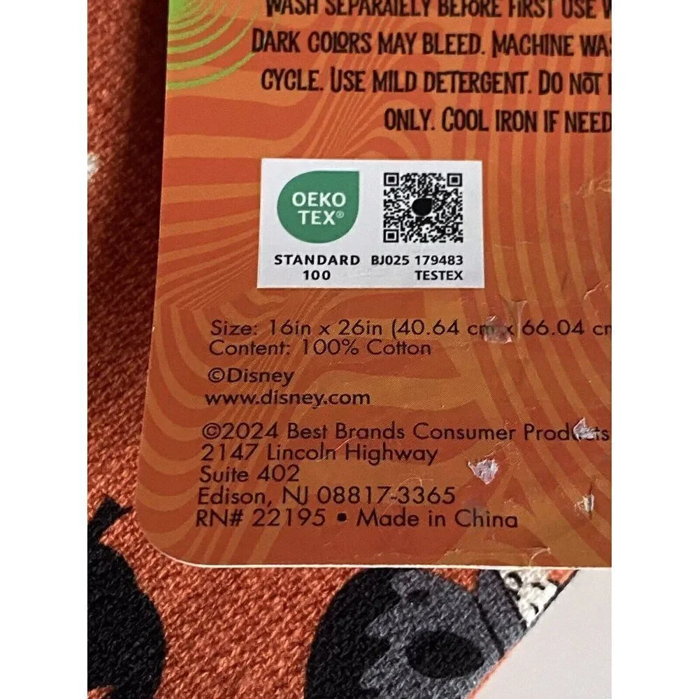 2 Pack Disney Mickey Mouse Halloween Kitchen Towels Jack O Lantern Witch Hat NEW